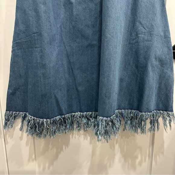 Vale Denim Maxi Skirt with Fringe Hem Size US 4 - Picture 2 of 6